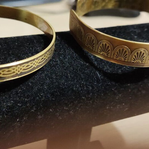 Bracelets set of 2 bronze with engraving like new