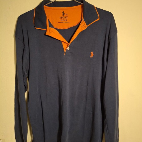 Men's mako shirt blue and orange like new, size L