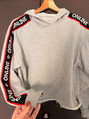 Cropped sweatshirt Bershka like new, gray, size S