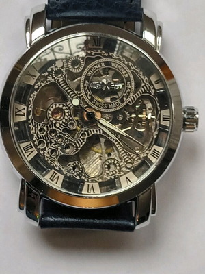 Winner skeleton watch new unisex with silver strap