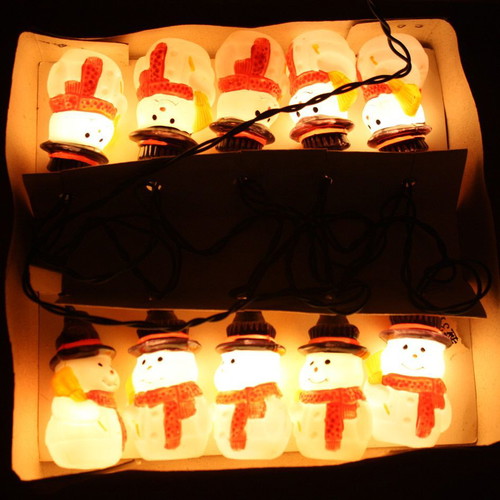 Christmas lights with snowmen vintage 1991 new