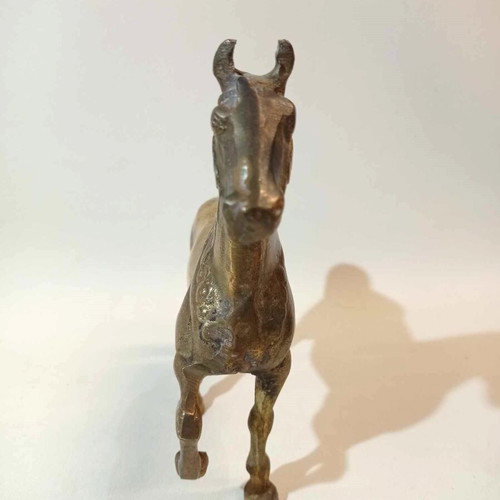 Bronze decorative horse used with carved details