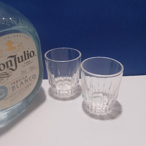 Don Julio tequila bottle like new with tsipouro and 2 shot glasses