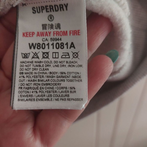 Superdry Long Sweater Size S Like New, Grey, 59% Cotton 41% Polyester