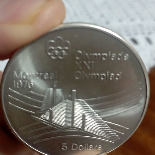 Silver 5 Dollar Coin 1976 Montreal Olympic Games New