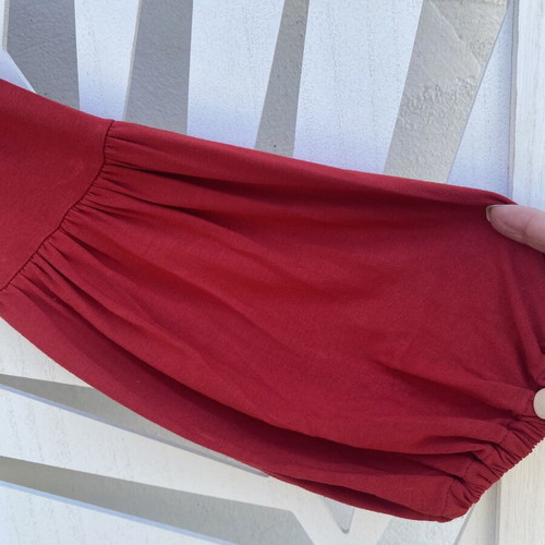 Mia red long sleeve top with balloon sleeves