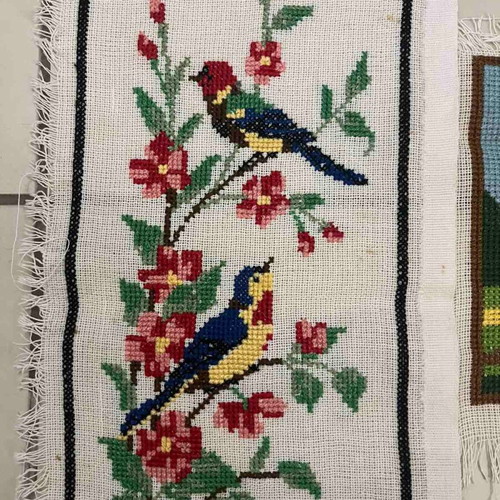 Handmade textile painting used, 0.28x0.14 m