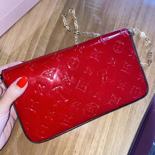 Louis Vuitton red wallet with chain, vintage
