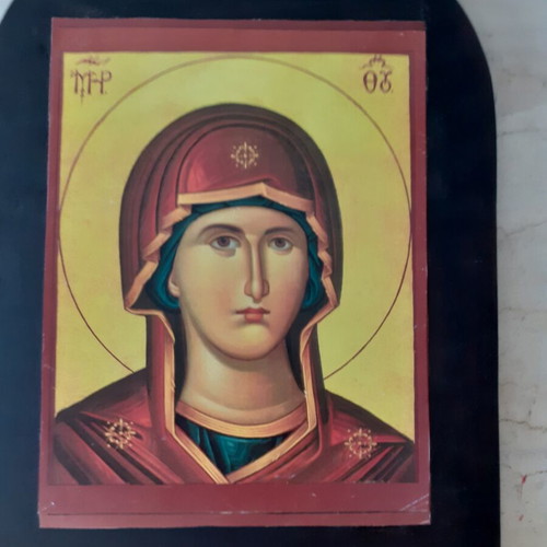 Wooden handmade religious icon new, decoupage technique