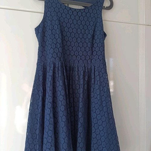 Cocktail dress blue lace pleated size S-M like new