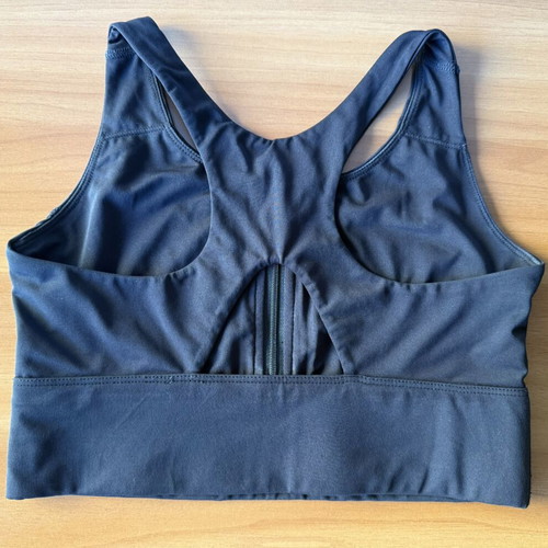 Energetics black sports bra with front zipper, racerback