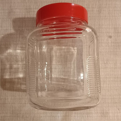 Glass food storage jar with screw cap, new
