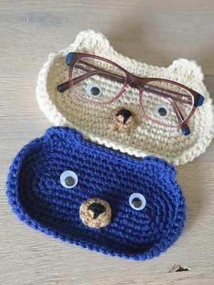 Handmade glasses holders, set of 2, white and blue