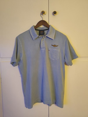 Aeronautica Militare polo shirt like new, size Large, grey and blue