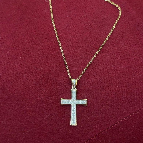 Steel gold cross necklace new