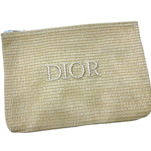 Dior Parfum Straw Clutch used, beige