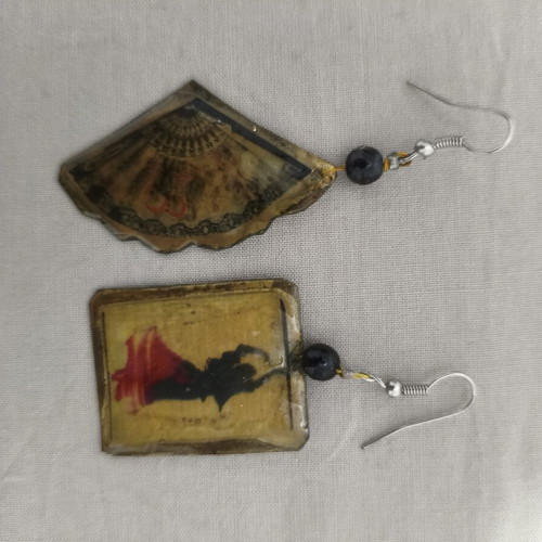 Asymmetric Handmade Flamenco Earrings like new