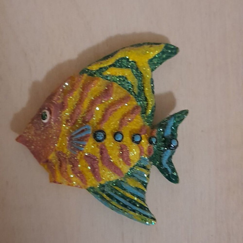 Fish magnet used, colorful with glitter