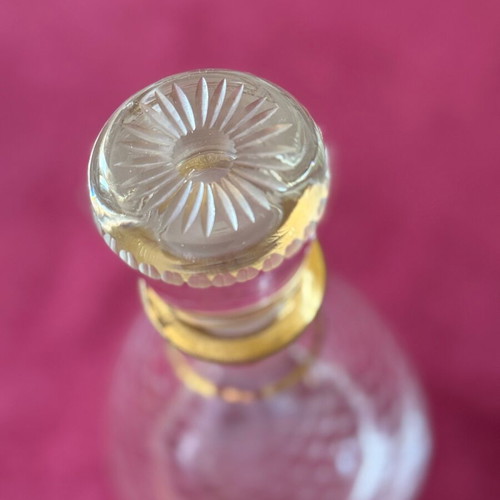 Crystal gold-plated antique carafe like new, height 21cm