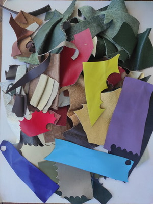 Colored leather scraps like new, various sizes 5.92mm