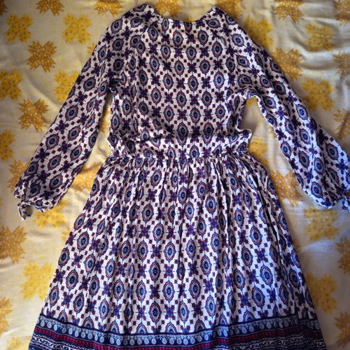 Boho dress with ethnic pattern, like new, blue and red