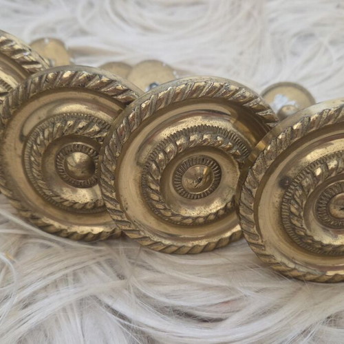 Vintage Brass Curtain Tiebacks Set of 4 Used Medallion Wall Hooks
