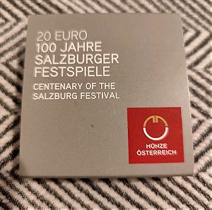 20€ Ασημένιο Αυστρίας 2020 για τα 100 χρόνια του φεστιβάλ Salzburger