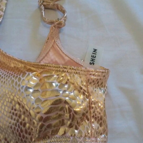 Shein bikini swimsuit new, gold croco color