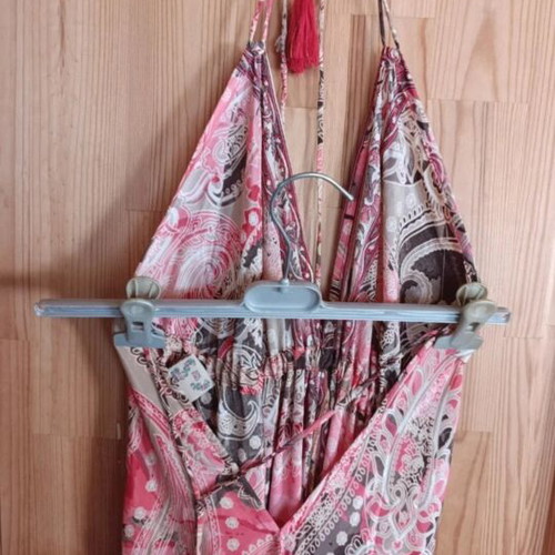 Silk dress large size new, brown and red