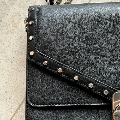 Crossbody envelope bag used, black with chain and studs