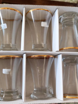 Liqueur glasses new with gold detail