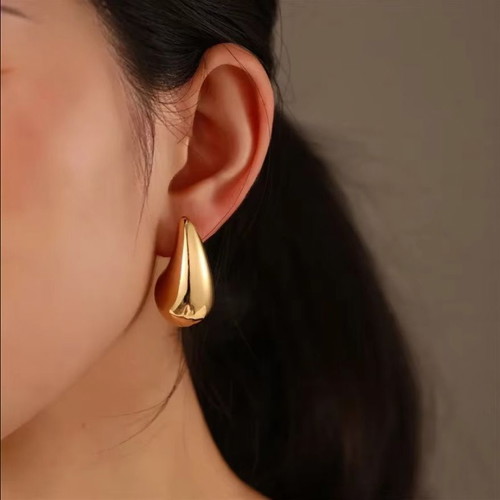 Stainless steel thick teardrop earrings new, gold and silver