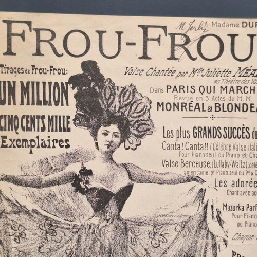Frou-Frou sheet music used, Henri Chatau, late 19th century