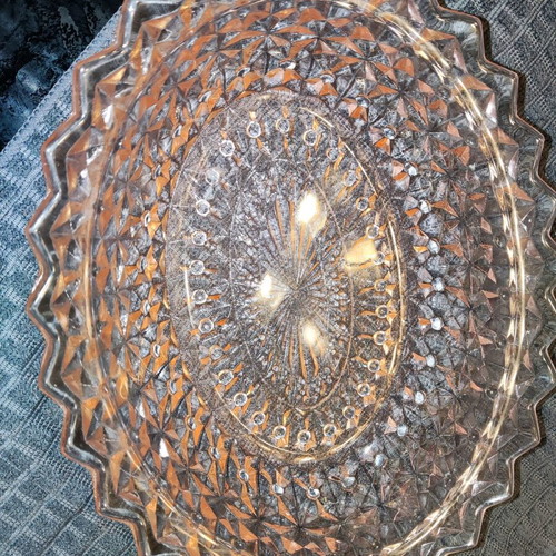 Oval pink glass bowl Jannette Glass Co 1940 like new