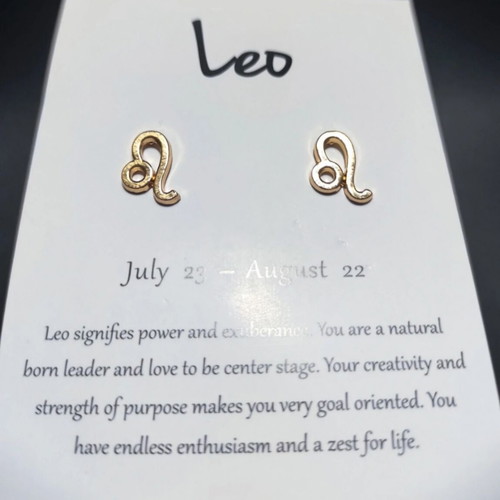 Leo earrings new in packaging faux bijoux