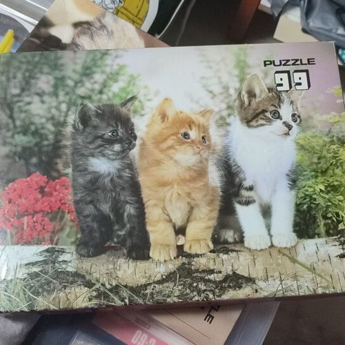 Vintage puzzle 99 pieces with three kittens