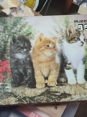 Vintage puzzle 99 pieces with three kittens