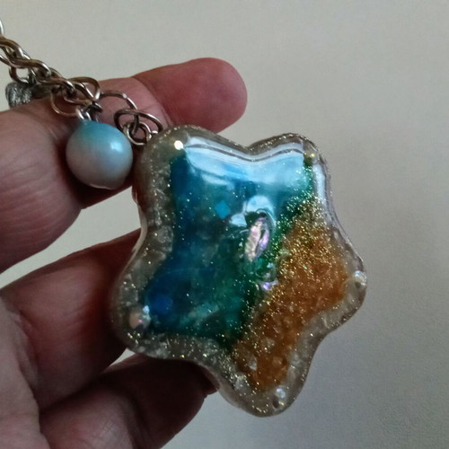 Handmade Ocean Shaker Pendant new, blue