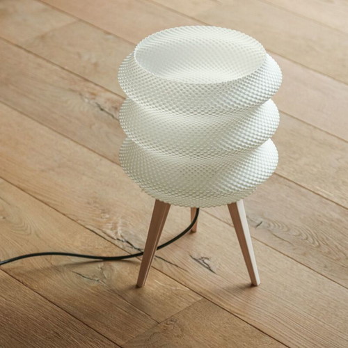 Modern table lamp with honeycomb design and white shade new