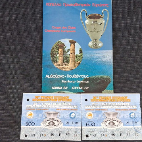 Set of 1983 European Cup Final Program and 2 Consecutive Tickets used