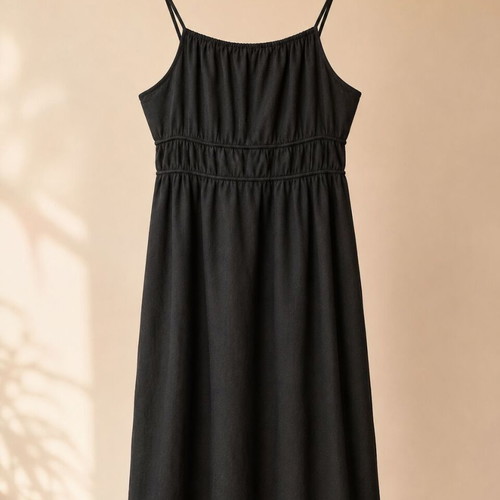 Tom Tailor black midi dress L, like new, linen blend