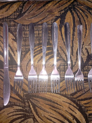 Vintage stainless steel cutlery set Achilles forks and GTSA-OLGA knives like new