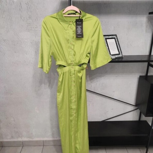 Innocent Lime Satin Cut-Out Maxi Dress new with tags, size S