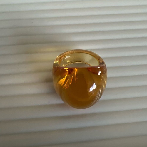 Lalique crystal rings like new, classic amber and clear