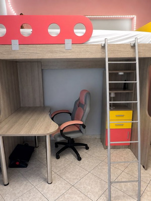 Modeco children's loft bed 90x200 with desk and bookshelf used