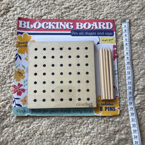 Wooden blocking board new with 8 wooden pins for knitted motifs