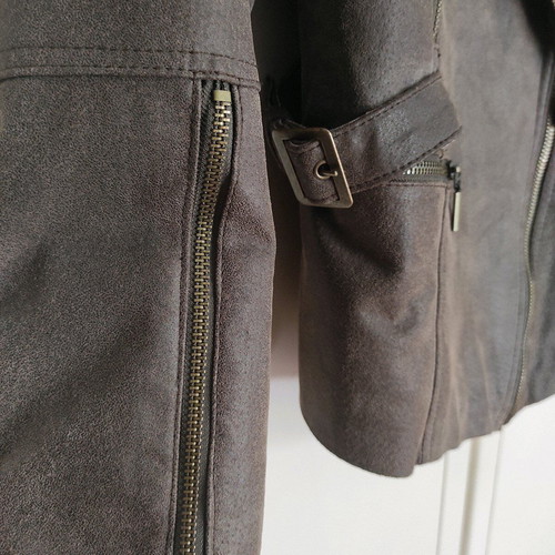 Leather jacket motorcycle style like new, brown, size L