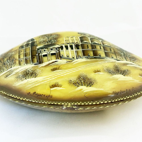 Fedoskino collectible box mother of pearl hand-painted vintage 90s