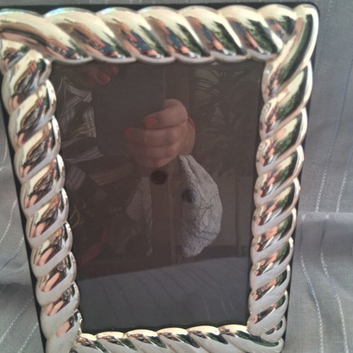Silver photo frame with design, 21×15.5cm
