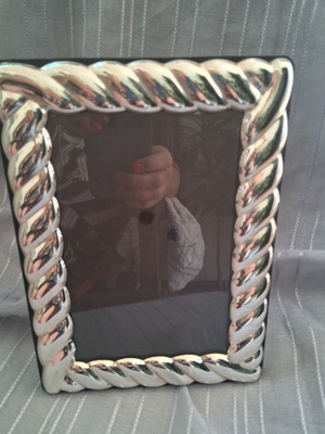 Silver photo frame with design, 21×15.5cm